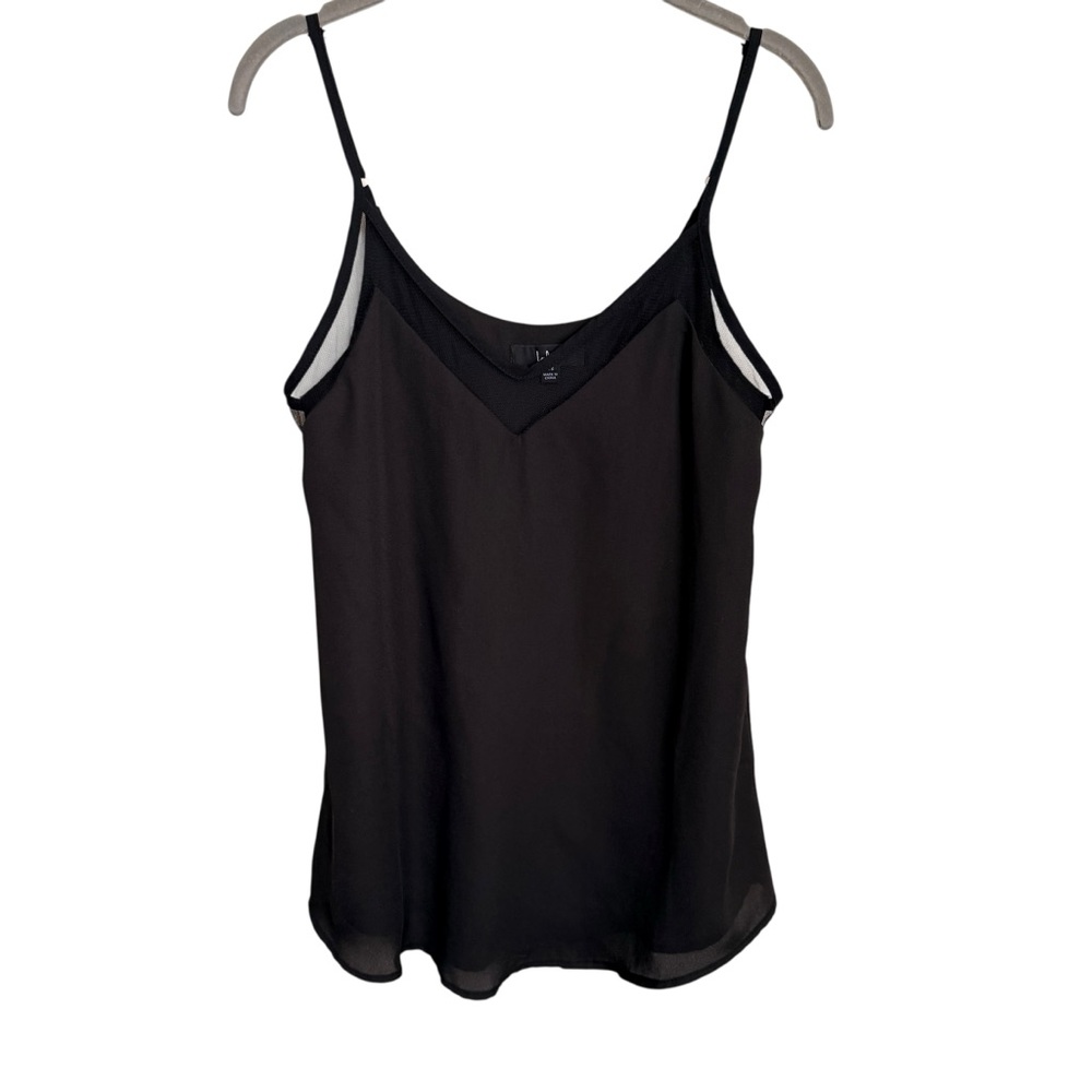 Lulu's Black V-Neck Spaghetti Strap Cami w/ sheer detail